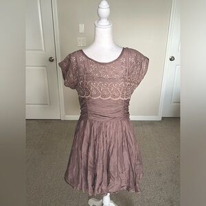 EUC Free People Rose Garden Dress Size 10 Color Dark Brown/Purple
